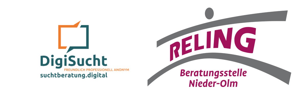 Logos DigiSucht und Reling Auf dem Bild erkennt man die Logos von DigiSucht und Reling