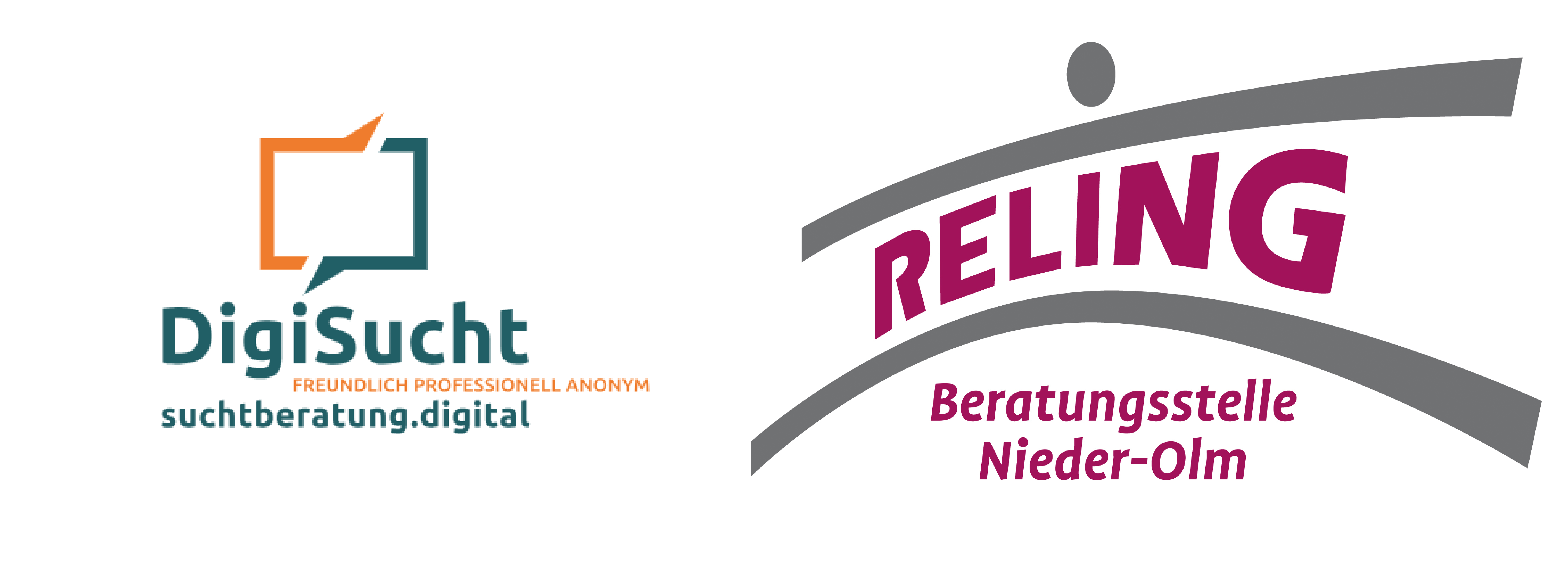 Auf dem Bild erkennt man die Logos von DigiSucht und Reling