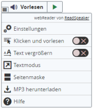 Untermenü von Readspeaker