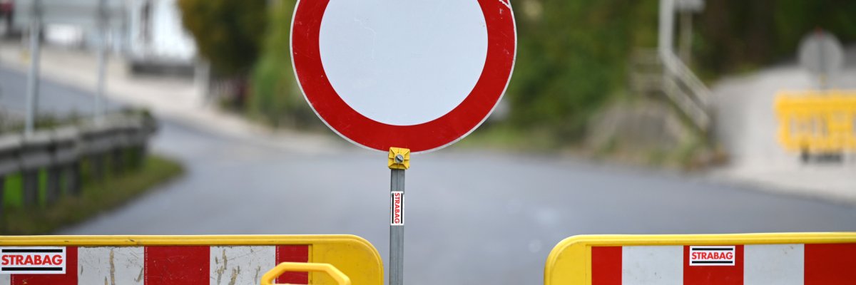 A roadblock at a construction site A roadblock at a construction site