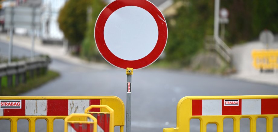 A roadblock at a construction site A roadblock at a construction site