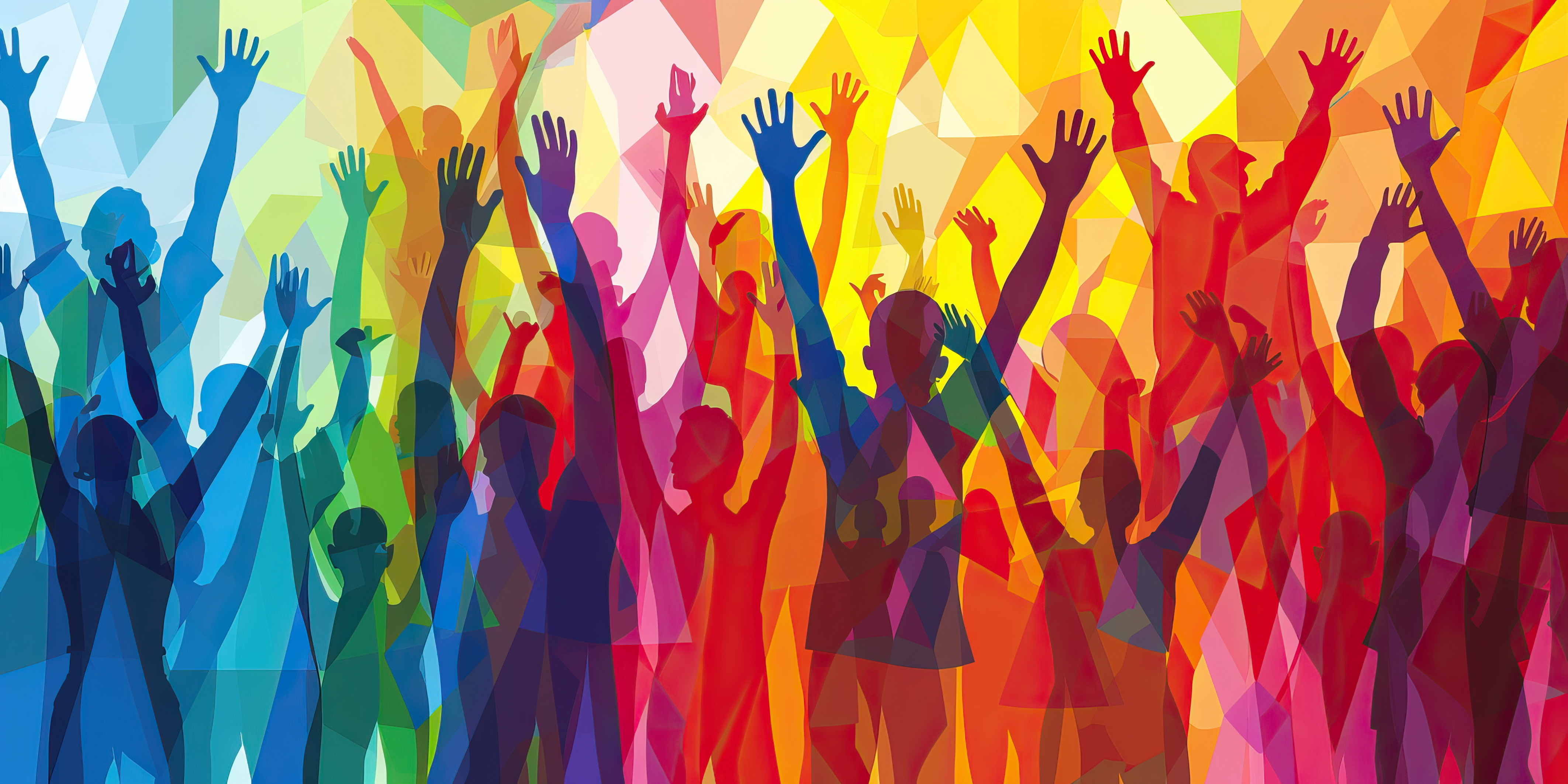 Auf dem Bild erkennt man eine bunte Zeichnung und Darstellung vieler Menschen