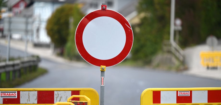 A roadblock at a construction site A roadblock at a construction site