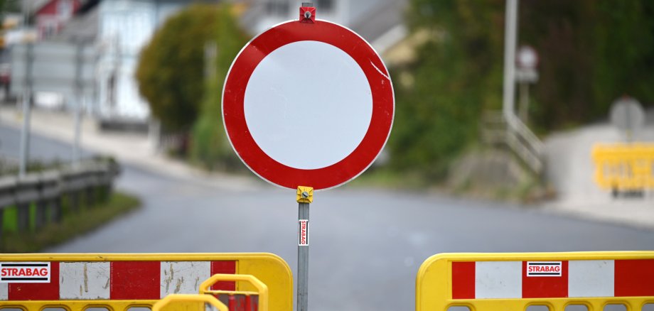A roadblock at a construction site