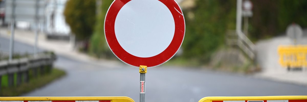 A roadblock at a construction site
